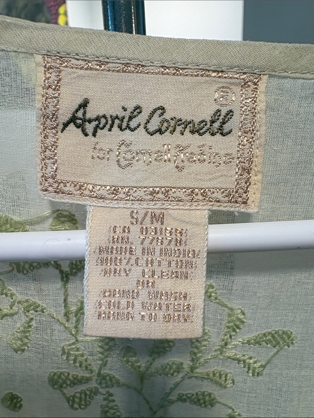April Cornell Floral Embroidered Cotton Duster Robe Dress Small NWOT 50” - Picture 3 of 5